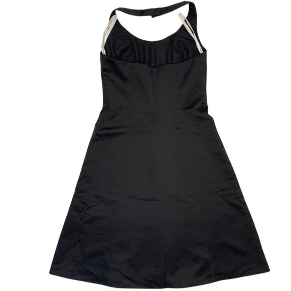 David's Bridal 4 bridesmaid prom formal gown dress Halter Satin Black short NEW - Picture 2 of 13